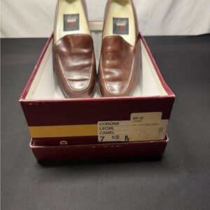 Corona Women's Camel Leather Slip-Ons